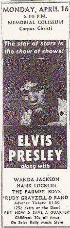 Elvis Presley Corpus Christi ad 1956