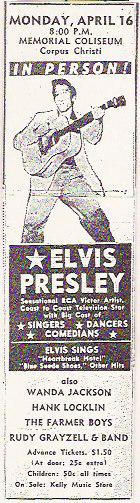 Elvis Presley Corpus Christi ad 1956