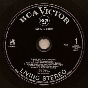 Elvis Is Back label